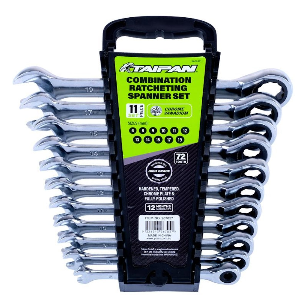 Taipan Combination Ratcheting Spanner Set 72Tooth 11Pcs 267057