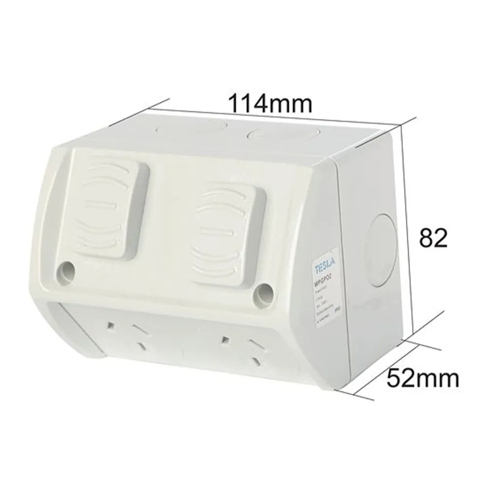 Tesla Waterproof Outdoor Wall Socket 250V 10A IP53 WPGP02