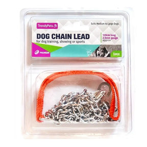 Dog chain lead packaging with TrendyPets branding on a white background