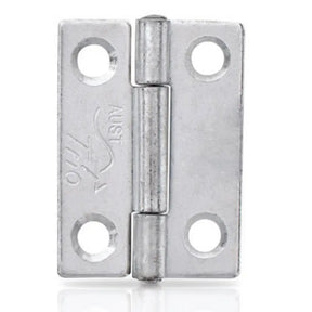 Metallic hinge on a white background