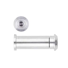 Silver door handle and lock mechanism on a white background