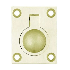Brass door flush pull on a white background