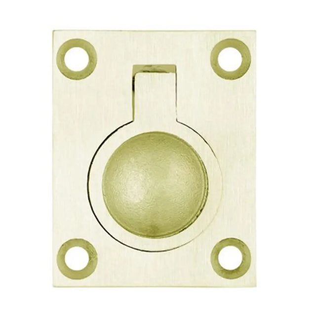 Brass door flush pull on a white background
