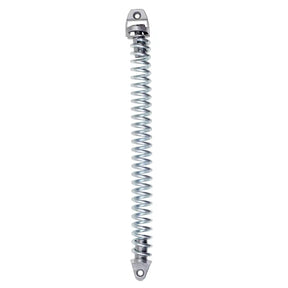 Metallic spring with chrome ends on a white background