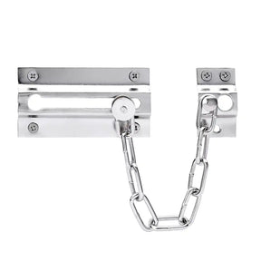 Metal door chain lock on a white background