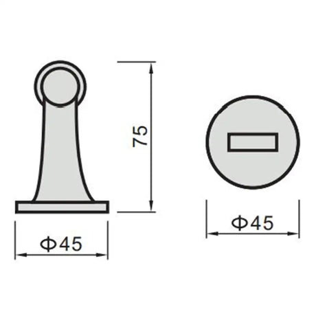 Technical drawing of a cylindrical object with dimensions labeled