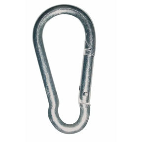 Metal carabiner on a white background