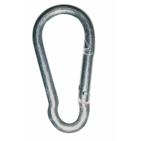 Metal carabiner on a white background