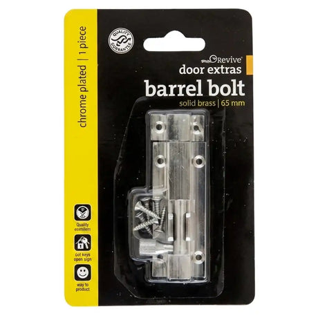 Trio Solid Brass Barrel Bolt Chrome Plated 65mm BR7-2565BCP