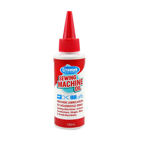 Bottle of Triumph sewing machine oil on a white background