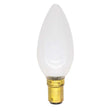 Clear light bulb with gold base on a white background