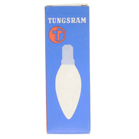 Tungsram light bulb packaging with blue background and white bulb illustration