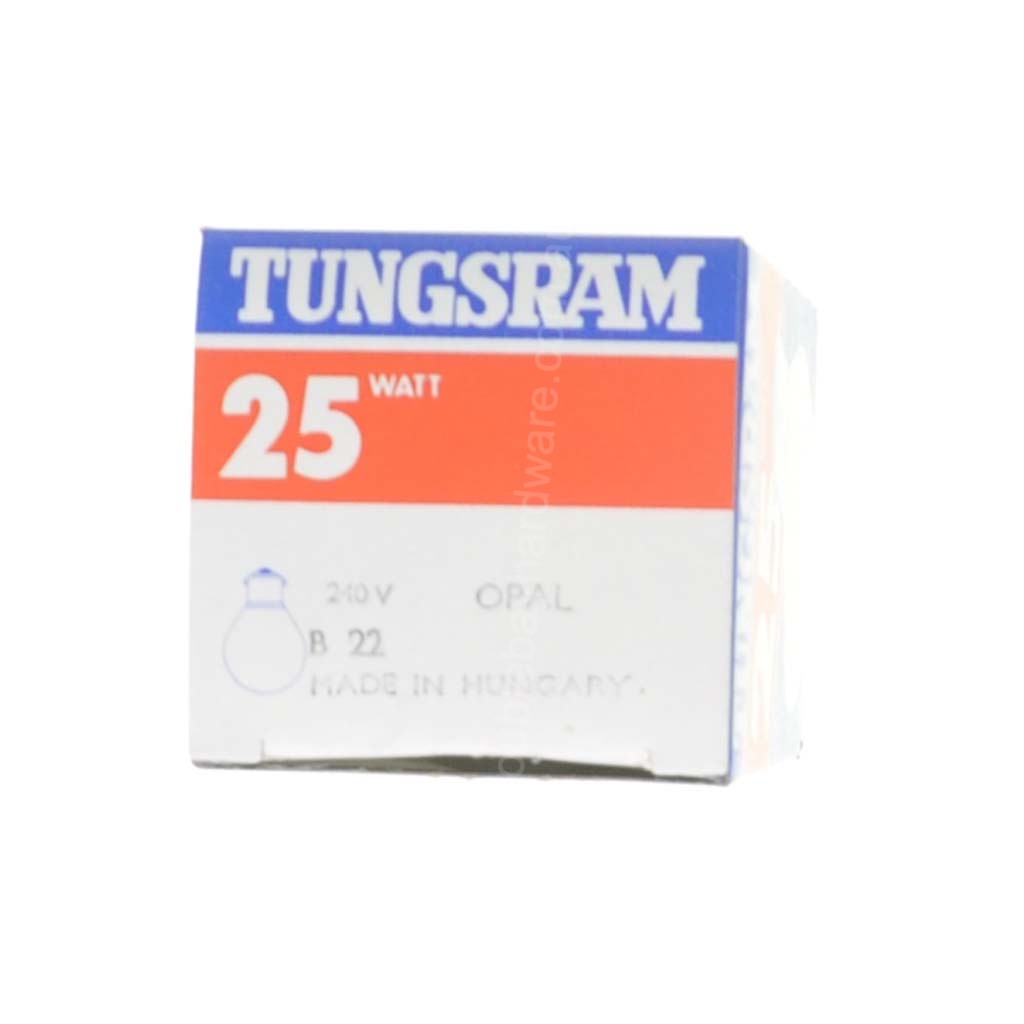 Tungsram Fancy Round Incandescent Light Bulb B22 240V 25W Opal