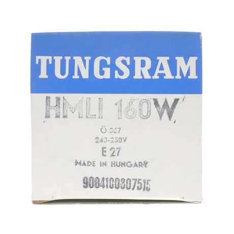 Tungsram light bulb packaging with blue and white design on a white background