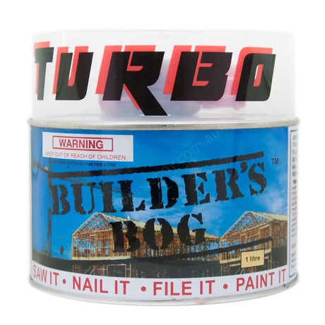 Can of 'Builder's Bog' with 'Turbo' branding on a white background