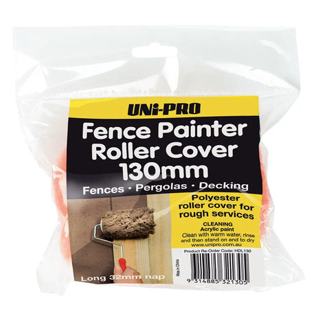 Packaged fence painter roller cover with UNI-PRO branding on a white background