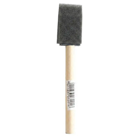 Foam brush with a wooden handle on a white background