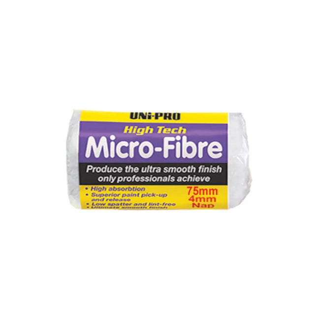 Roll of Uni-Pro High Tech Micro-Fibre with specifications on a white background