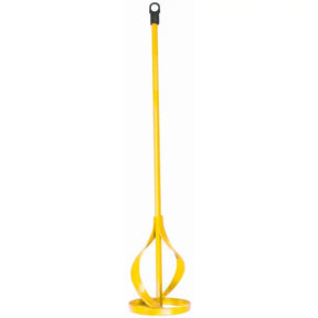 Yellow metal garden fork on a white background