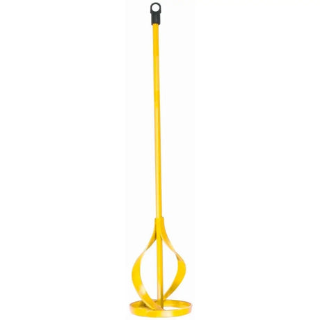 Yellow metal garden fork on a white background
