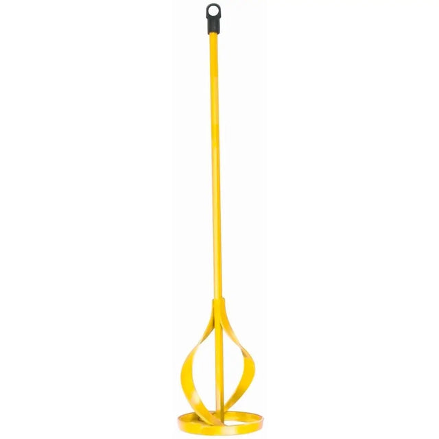 Yellow metal garden fork on a white background