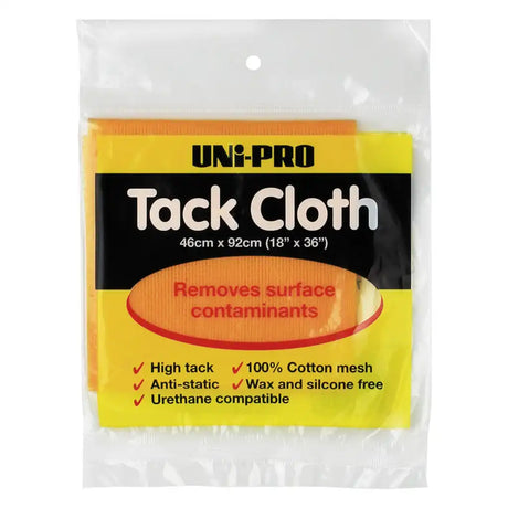 Packaged tack cloth with UNI-PRO branding on a white background