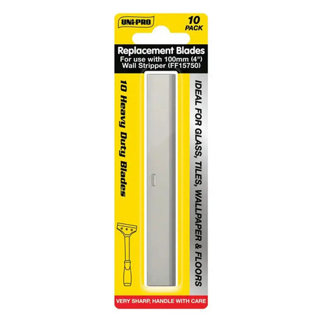 Pack of replacement blades for a wall stripper with yellow and red packaging.