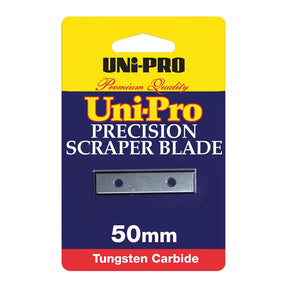 Uni-Pro precision scraper blade packaging with yellow, blue, and red design.
