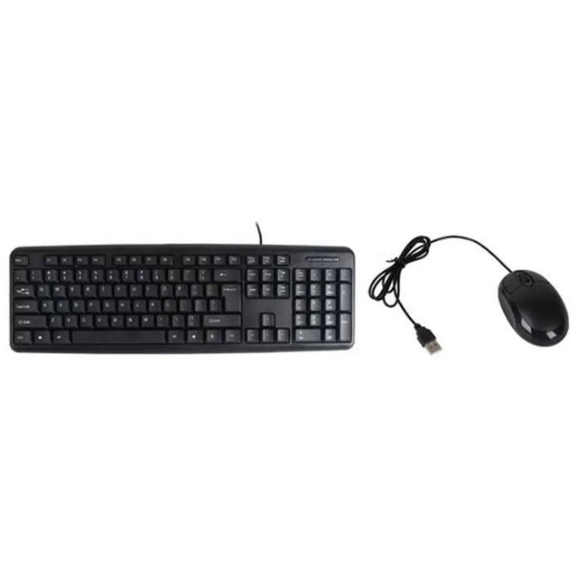Black keyboard and mouse set on a white background