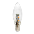 Candle-shaped LED light bulb on a white background