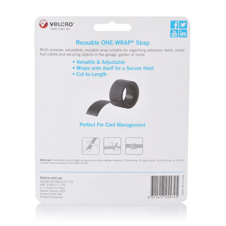 Velcro Reusable ONE-WRAP Strap packaging on a white background