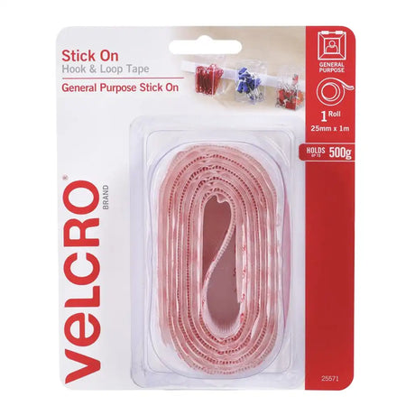 VELCRO Stick On Hook & Loop Tape 25mmX1m 500g 25571