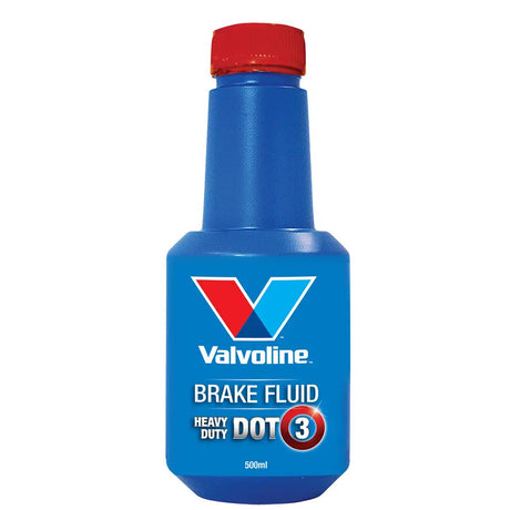Valvoline brake fluid bottle with red cap on a white background