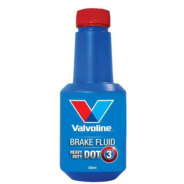 Valvoline brake fluid bottle with red cap on a white background