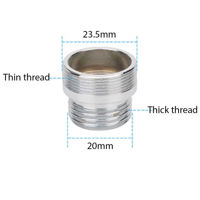 Metal fitting with dimensions labeled on a white background