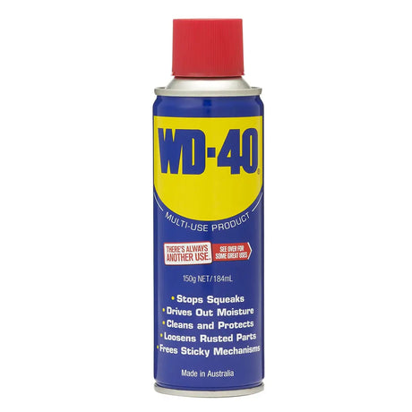 WD-40 multi-use product can on a white background