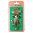 Metal latch with screws on a green card with 'Williams' branding.