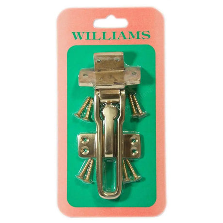Metal latch with screws on a green card with 'Williams' branding.
