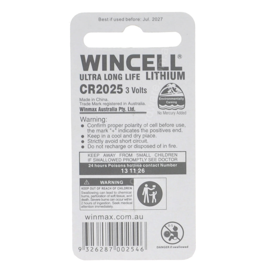 WINCELL Lithium Battery 3V 170mAh CR2025