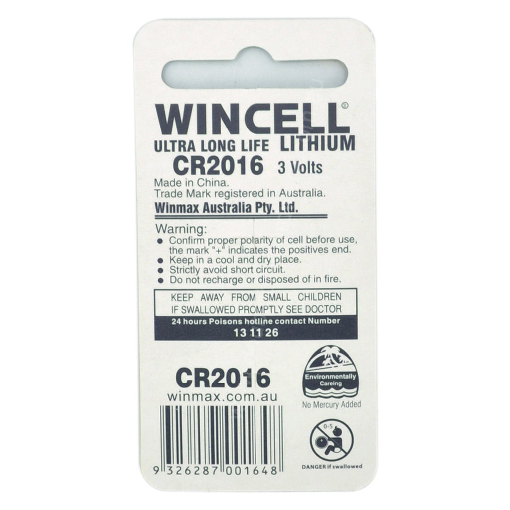 WINCELL Lithium Coin Cell Battery 3V 80mAh CR2016