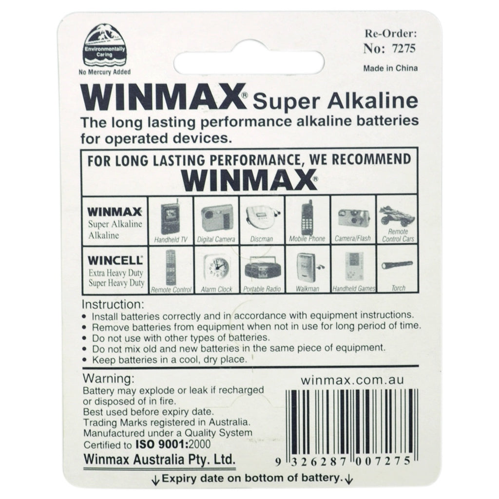 WINMAX Ultra Long Life Super Alkaline Battery 1.5V AAA LR03 7275