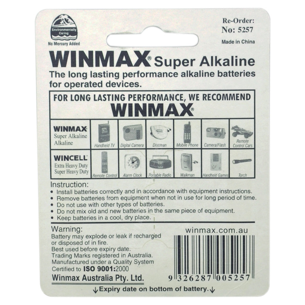 WINMAX Ultra Long Life Alkaline Battery 1.5V AA 2Pcs LR6