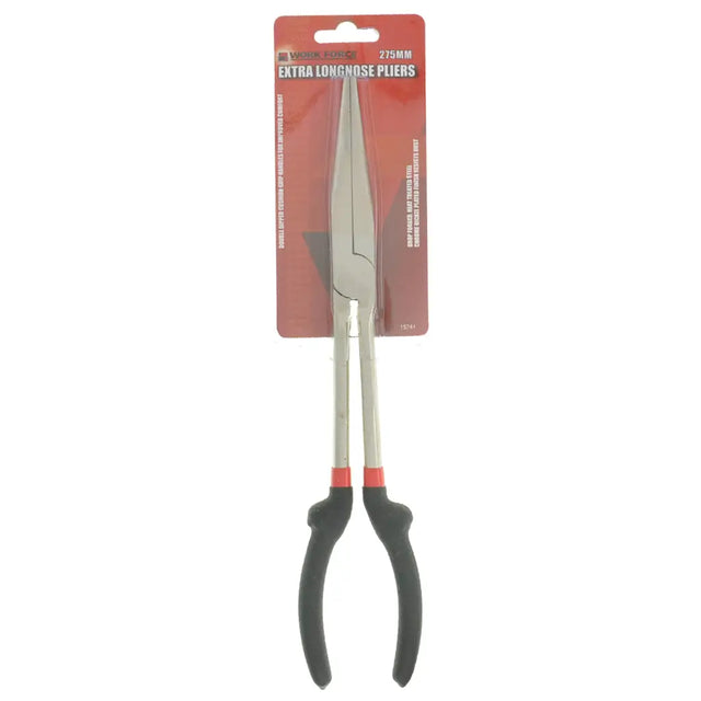Extra longnose pliers with packaging on a white background