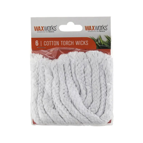 Pack of cotton torch wicks with Waxworks branding on a white background