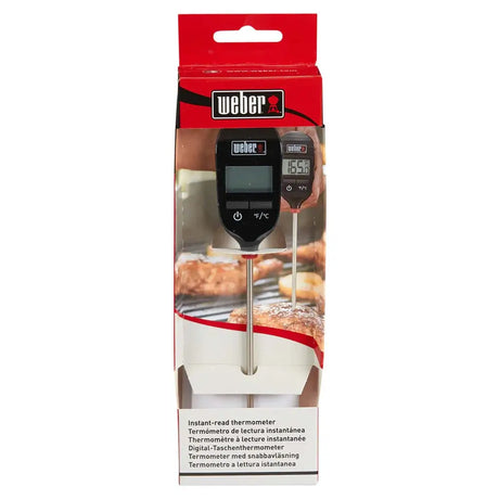 Weber digital thermometer packaging on a white background