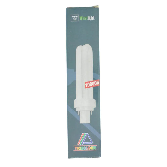 Westlight LED bulb packaging with a white bulb inside on a white background