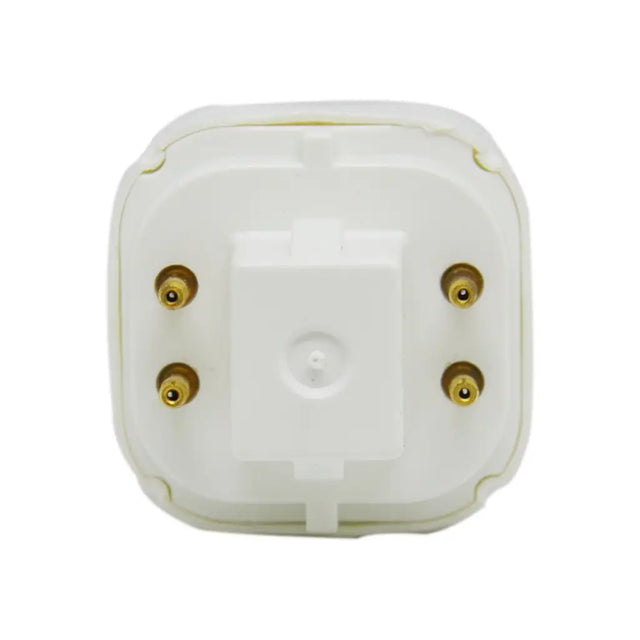 White electronic device with gold connectors on a white background