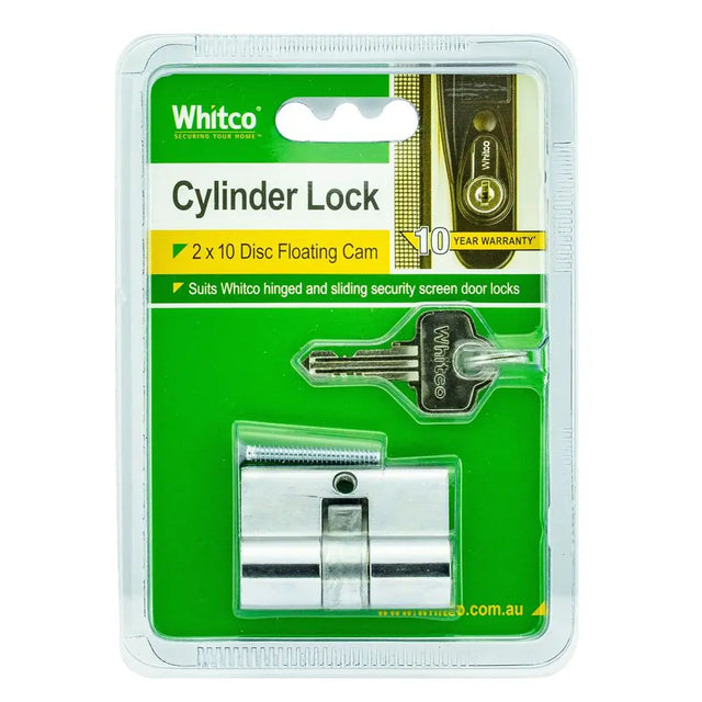 Whitco cylinder lock set in packaging with green label