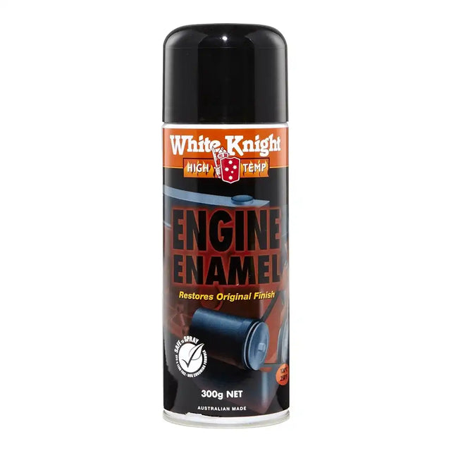 White Knight engine enamel spray can on a white background