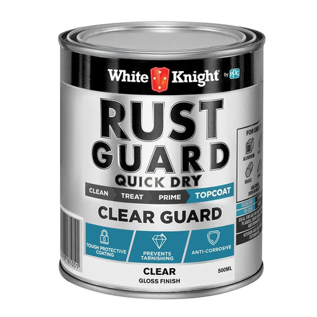 White Knight Rust Guard clear guard paint can on a white background